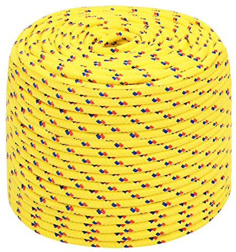 Homgoday Bootsseil Schiffsseil Ankerleine Festmacher Tauwerk Seil Tau Polypropylenseil Geflochten Flechtleine Gartenseil Allzweck Seil für Bootsport Segeln Gelb 6 mm 100 m Polypropylen