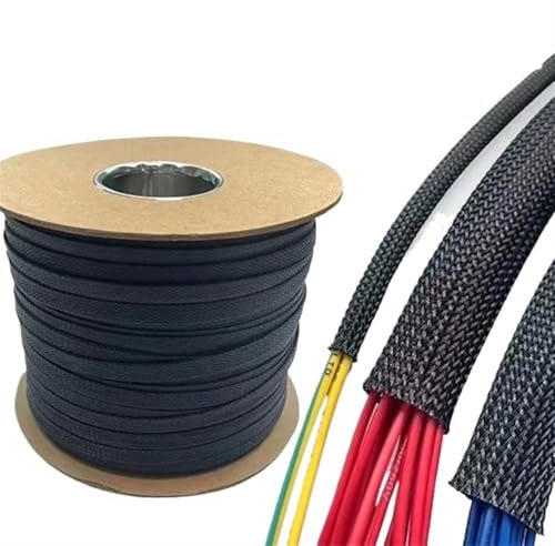 Ayztantine Cable Sleeve 5/10Meter Black Insulated Braid Sleeving 2/4/6/8/10/12/15/20/25mm Wire Cable Protection Expandable Cable Sleeve Wire Gland(50 mm,10 Meters)
