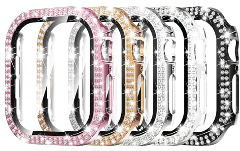 Simpeak 5-Pack Women Bling Screen Protector Case Compatible with Apple Watch Series 11 10 46mm, Screen Case Compatible with iWatch Series 11 10 46mm