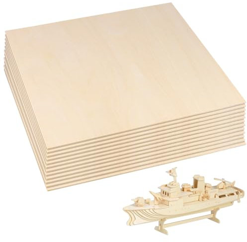 FUNSUEI 12 fogli quadrati di compensato 300 x 300 x 3 mm, compensato 30 x 30 x 0,3 cm, pannelli in legno per fai da te, decorazioni