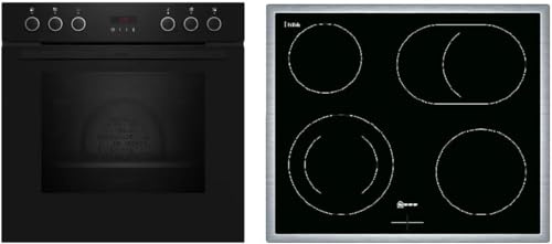 NEFF EDX4PB0, Herd-Set bestehend aus E2CCG6AK3 Herd, 60 x 60 cm, Pyrolyse-Selbstreinigung, CircoTherm, LED-Display & M13R42N2 Elektrokochfeld, Bräterzone, Edelstahlrahmen