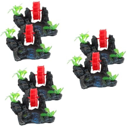 BESPORTBLE 3sets Rockery Fish Tank Mountain Aquarium Windmill Mountain View Stone Aquarium Water Wheel Fish Tank Decoration Aquarium Fish Shelter Fish Bowl Aquarium Landscape Decor 2pcs*3