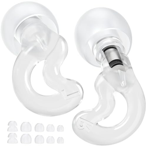 Relaxcharm Tappi Orecchie Concerti – Filtro 5-Strati & Comfort Prolungato – 4 Taglie XS/S/M/L per Festival, Musica Live, Discoteca, con Custodia, Trasparente