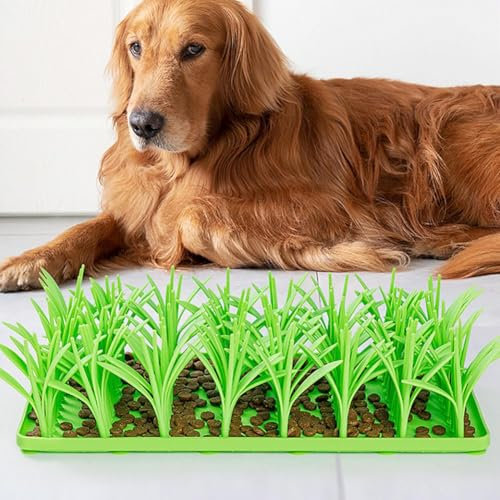 Silikon-Grasmatte für Katzen, Leckrasenanreicherungsmatte, Silikon Langsame Fütterung Schnüffelmatte für Katze und Hunde, Interaktives Katzenfutter Spielzeug, Futtersuche Schnüffelmatte, für