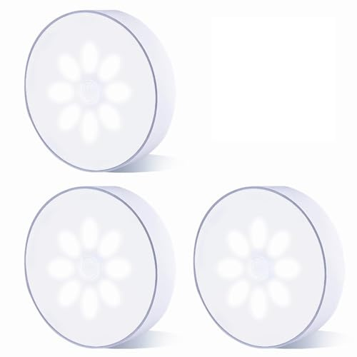3 Pack Motion Sensor Lights Indoor Type-C USB Rechargeable Battery Wall Light LED Stair Night Lights Lamps Magnetic Cordless for Cabinet Stairs Closet Wardrobe Living Room Bathroom Hallway