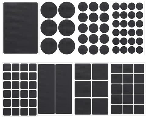 93 Stück Filzgleiter Selbstklebend, 8 Größen Antirutsch Pads 4 mm Dicke Möbelgleiter Runde Rechteckige Anti-Rutsch-Gummimatte für Möbel, Antirutsch Aufkleber für Möbelfüße Stuhlbeine Hartholzböden