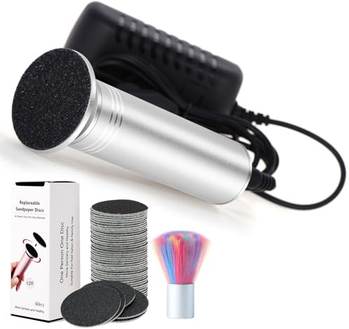 Râpe Pieds Electrique Professionnel Rapeuse Pieds Electrique Puissante Anti-Callosités Ponceuse Pieds Rappe Pied Pédicure Lime Pied, Plusieurs Vitesses Réglables (02Argent)