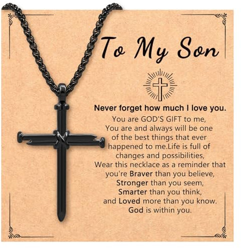 Baptism Confirmation Gifts for Boys Cross Necklace for Men Kids Teen Boys Gift Ideas 12 14 13 10 11 15 Year Old Christian First Communion Graduation Gifts for Teens Teenage Boy To My Son from Mom