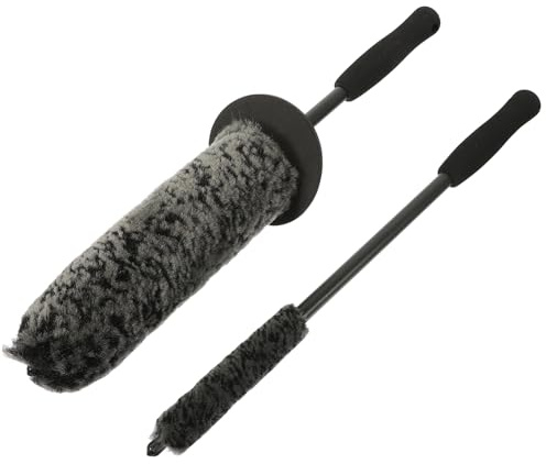BESTYASH 2pezzi Spazzola per Pulire Cerchi Auto Manico Lungo Setole Dense Design Ergonomico Leggera e Portatile Adatta per Veicoli Camion e Camper