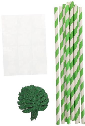 FONDOTIN 10 pezzi Monstera Verde Scuro Decorazione Festa Hawaiana per Cocktail Mojito e Bevande Colorate