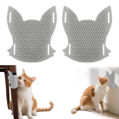 2 Stück Cat Scratcher, Katzenkopf-Design Tierhaarbürste, Hundezubehör Bürste, Wandecke Kratzkamm Katzenmassagegerät, Cat Self Groomer für Katzen, Zum Massagen Kitzeln Fell Entfernen(Grau)