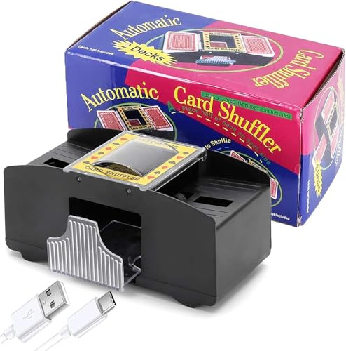 Dacefloy Automatischer Kartenmischer für 2 Decks - USB-C & Batteriebetrieb, Elektrischer Kartenschlucker für Pokerabende und Spieleabende