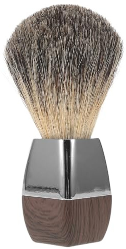 Brocha de Afeitar de Pelo de Tejón 3001, Madera y Metal | Espuma Densa, Tacto Agradable y Delicado, Color Coffee, para Hombres, Cuidado Personal