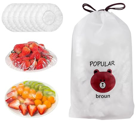 300 PCS Food Covers Plastic Stretch, Fresh Keeping Bags, Reusable Elastic Storage Covers, Plastic Stretch Cling Film for Fruit Preservation and Food Storage