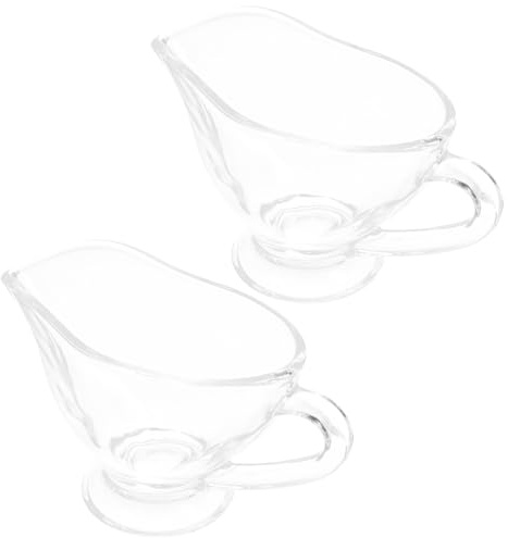 NIYANGLE 2 pièces Lot de Saucières Verre avec Poignée Pichet Sauce Transparent pour Sauce Crème Lait Mini pour Restaurant Café et Fête