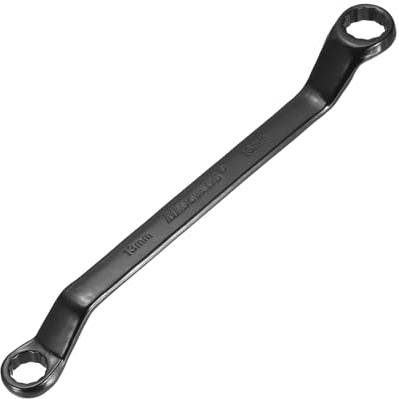 sourcing map 45 Grad gekröpfter Ringschlüssel, 13 mm x 16 mm, metrisch, 12-Punkt-Chrom-Vanadium-Stahl, Doppelsteckschlüssel, lang, Industriequalität, Torx-Steckschlüssel, Reparaturwerkzeug, Schwarz