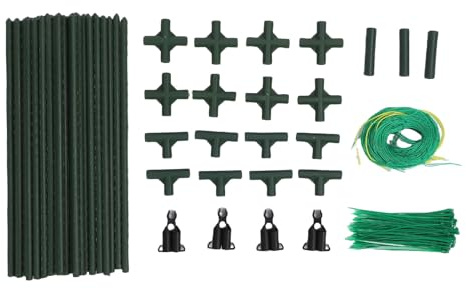 Luocute Gurken-A-Rahmen-Spalier, 47 X 63 Zoll, Kunststoffbeschichtetes Stahlrohr-Gartenspalier mit Nylon-Kletternetz, für Gemüse, Erbsen, Tomaten, Trauben Im Innen- und Außenbereich