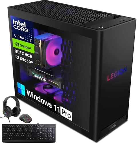Lenovo Legion Tower 5i Gaming Desktop, Intel Ultra 7 265F(20 Core, Up to 5.3 GHz), NVIDIA RTX 5060Ti, 32 GB DDR5-5600 MT/S, 2 TB SSD, Wi-Fi 6E, Windows 11 Pro, W/Headphone and Mouse Set