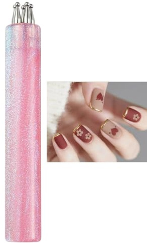 Flower Nail Dotting Tool,5 Petal Flower Nail Art Tool with 1.8mm Fine Tip for DIY Nail Designs,Stainless Steel Dotting Tool for Nail Art,Beginner-Friendly Nail Tools for Girls and Women(Pink)
