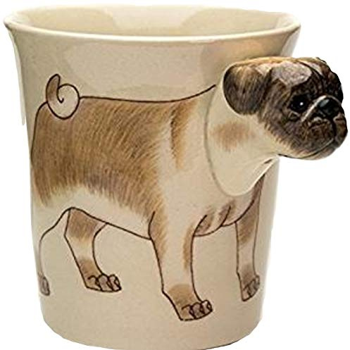 Mops-Hund-e Tasse Tier Tasse-3d mit Hund-emotiv Hunde-kopf-bild