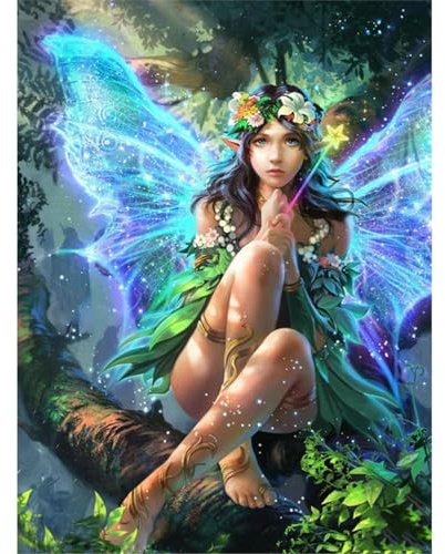 YSCOLOR Diamond Painting Diamond Mosaic Flower Fairy Butterfly 5D Diy Diamantmålning Cross Stitch Cartoon Girl Rhinestone Diamond Broderi Heminredning 30X40cm