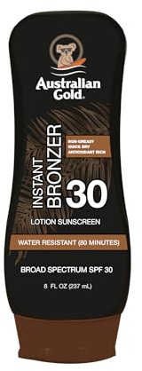 Australian Gold Sunscreen Lotion with Instant Bronzer, Broad Spectrum, Water Resistant, Non-Greasy, Oxybenzone Free, Cruelty Free, SPF 30, Coconut, 8 Fl Oz (A70902)