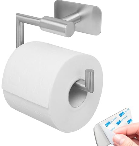 bremermann Bad-Serie Piazza Tape Toilettenpapierhalter selbstklebend Edelstahl, matt kein Bohren 3M Klebebefestigung Papierrollenhalter