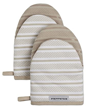 KitchenAid Albany Mini Oven Mitt 2-Pack Set, Milkshake Tan, 5.5x8