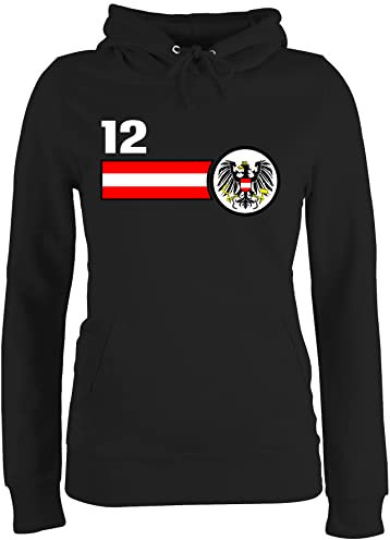 Shirtracer Pullover Damen Hoodie Frauen - Fußball EM WM - 12. Mann Österreich Mannschaft - XXL - Schwarz - Europameisterschaft österreich hodi Fussball Osterreich Pulli fu Ball Nationalmannschaft