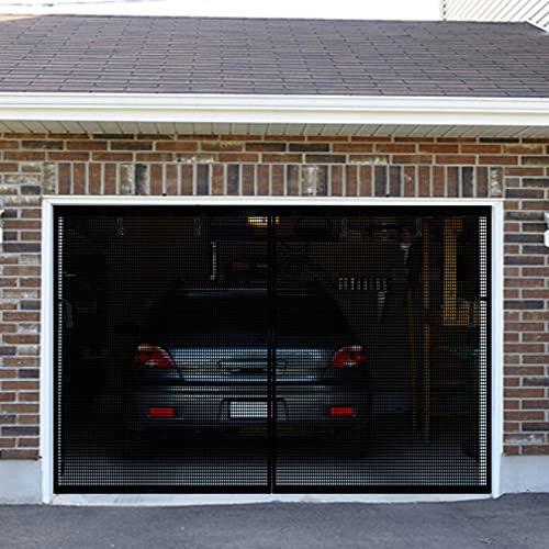 YoFuZiHu Premium Garagentorgitter für 1 Auto Garage 3 x 2,1 m, langlebiges robustes Fiberglas-Netz mit Klettbändern, Streifen, Türen mit starken Magneten, einfache Montage (schwarz, 3 x 2,1 m)