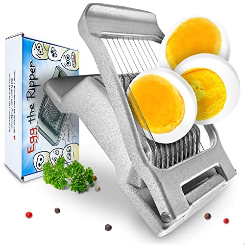 Egg the Ripper - Tagliauova in alluminio e fili in acciaio inox - Separatore per uova e uova per fette perfette - Bonus: e-book gratuito con ricette per uova