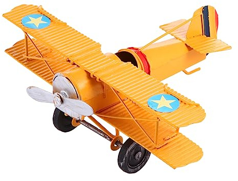 Artibetter Retro Biplane Model 6.3 Inch Metal Double-Wing Aircraft Ornament for Home and Office Decoration Photography Prop Plane Adornment