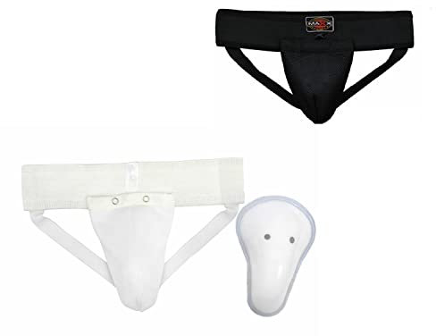 MAXX Groin Guard Protector Mma Cup Boxing Abdo Box Shorts Muay Thai Kick Underwear (S, White)
