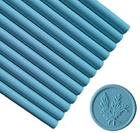 12 Stück Klebepistolen Siegel Wachs Sticks für Wachssiegelstempel, PORXFLY Siegelwachsstäbe, ideal für Karten, Umschläge, Geschenkverpackungen, Hochzeitseinladungen (Meerblau)