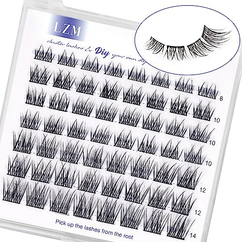 LZM Lash Cluster Wimpern Extensions C Curl Wimpern Einzeln (WL08mix) | 8-14mm Natürliche Wimpern Leichte und weiche cluster lashes, Dünnes Band fake lashes, wiederverwendbar künstliche wimpern