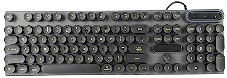 KUIDAMOS Clavier de Jeu, Touches Rondes 104 Touches Respirantes Clavier d'ordinateur Filaire rétro-éclairé Pieds Pliables pour Bureau (Blanc Punk)