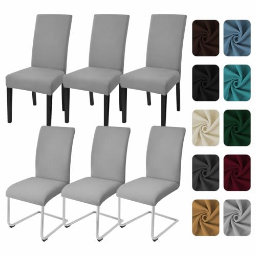 Yugarlibi Stuhlhussen 6er Set Stretch Stuhlbezug Schwingstuhl Hellgrau | Elastische Stuhlhussen Schwingstuhl Stuhlbezug Universal Esszimmerstühle Bezug Waschbare hussen für stühle Küche Hochzeit