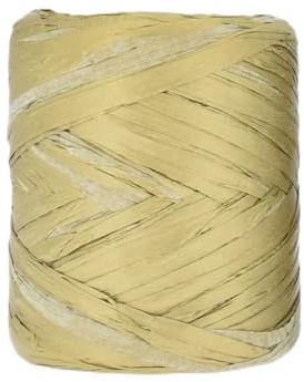 Whakano Bast Raffia Bastband Natur Bindebast Naturbast Weihnachtliches Bastseil,zum Verpacken, Geschenkverpackung,Bastelprojekten,Dekorieren,Weben und Gärtnern,Gold Breite5mm/50 Meter