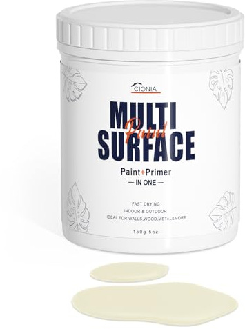 CIONIA All-in-One Paint - Multi Surface Vanilla White Paint - Furniture and Cabinet for Interior/Exterior - No Sanding, Quick Drying, Perfect for Wood, Wall, Metal and More, 5 Oz