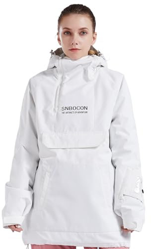 Bluemagic SkiJacken Skianzüge Schneeanzüge für Damen, Outdoorjacke Softshelljacken Outdoor Funktionsjacke, Winddicht Warm und Atmungsaktiv(Weiß,L)