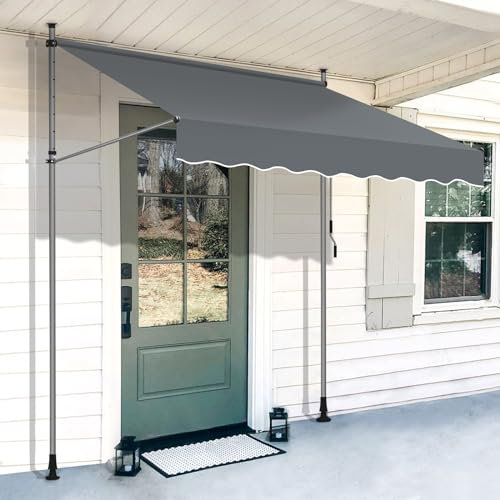 JFOZDM Klemmmarkise 200/250/300/350/400cm Bbreit mit Handkurbel, Markise Balkon Ohne Bohren, UV-beständig, Höhenverstellbar, Sonnenschutz und Wasserdicht für Balkon Terrasse Garten