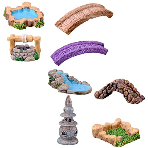 Parliky Miniatur-harzgras-brücke Landschaftsornament Garten-Dekoration Bastelminiatur Stilvolle Gartendekoration DIY-zubehör