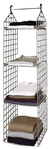 3 PAGEN® Hängeregal 4 Etagen, Hängender Organizer für den Kleiderschrank 4 Ebenen, zusammenklappbar, Schrank-Organizer, platzsparendes Hängeregal für Kleidung & Accessoires, 4-stufig, faltbar, 1 Stück