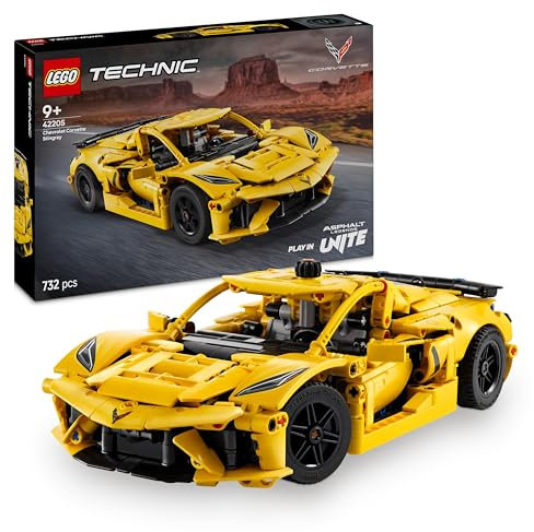 LEGO Technic Chevrolet Corvette Stingray Race Car Toy, 8-Cylinder Engine and Differential - Vehicle Model Kit - Birthday Gift for 9+ Year Old Boys, Girls or Adult Motorsport Fans - 42205