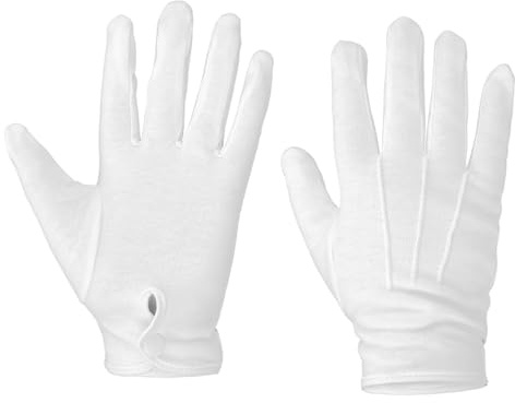 FENQURO 2 Paires gants blancs, gant blanc, Gants Surpiqués Blancs en Coton pour Formel Smoking Inspection de Bijoux (10 Pouces),env. 26 cm/ 10 pouces de longueur, 9,5 cm/ 4 pouce,Blanc