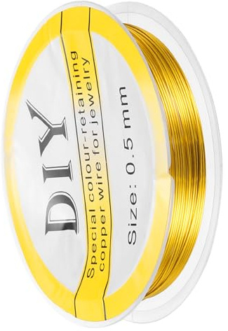 sourcing map 0.5mm/24 Gauge Copper Wire for Jewelry Making, 1 Roll Craft Tarnish Resistant Beading Wire for Jewelry Making Supplies DIY (Dark Gold)-6.5m