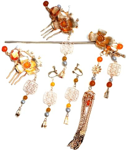SkyPOOU Palillos de pelo de aleación con cuentas de flores, postizos vintage, horquillas para bodas, fiestas, accesorios para el cabello para mujeres. Artículo 4