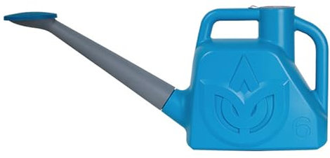 Annaffiatoio in plastica di grande capacità con beccuccio lungo rimovibile, per piante da esterno e interno, blu, 6 l
