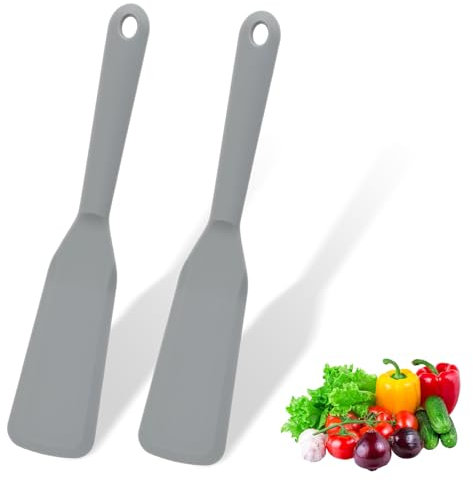 Juego de Espátulas de Silicona, Espátula de Gel de Sílice, Resistente al Utensilios de Espátula, Espátula de Panqueques, para Cocina y Hornear (gris)