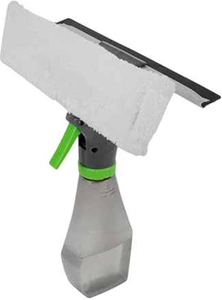 perfk 3 in 1 Window Cleaner Glass Cleaning Tool, Microfibre Head Cloth Pad and Shower Squeegee with Spray Bottle Window Washing Equipment, Glass Cleaning Tools for Indoor/Outdoor